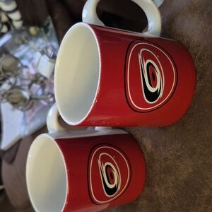 2 North Carolina Hurricanes white black red NHL logo CERAMIC COFFEE CUP MUGS